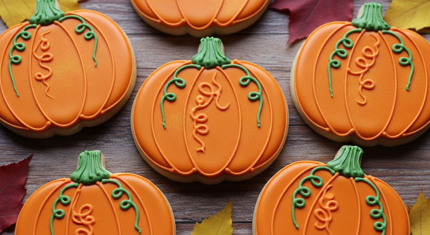 Decorated pumpkin cookies